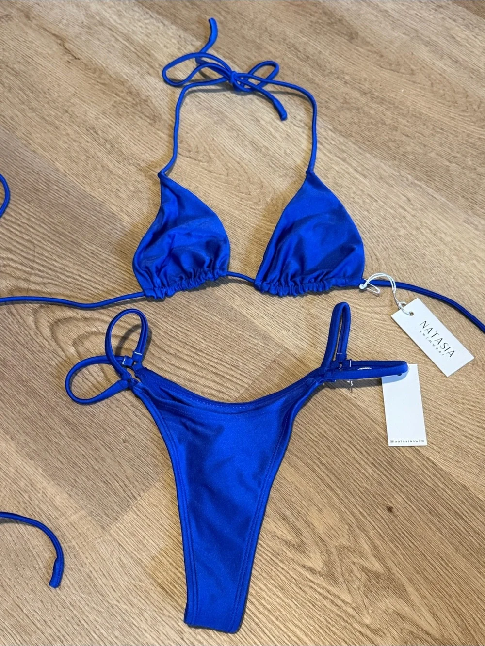 NWT Natasia Swim “Lapis” Royal Blue Triangle Bikini Set